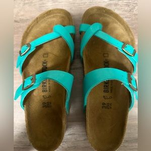 Never worn Birkenstocks- aqua